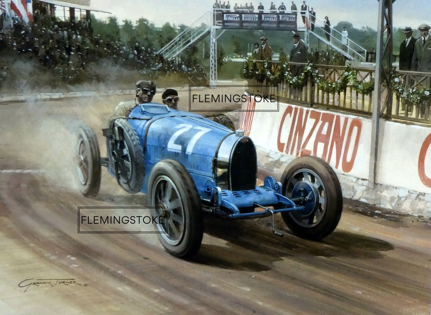 Bugatti Type 35T - 1926 Targa Florio - Giclée Print from a Gouache Painting (54x43cm)