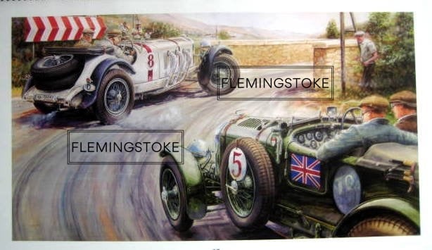 1930 Shelsley-Walsh Hill Climb - Mercedes SSK vs Bentley (60 x 33cm)
