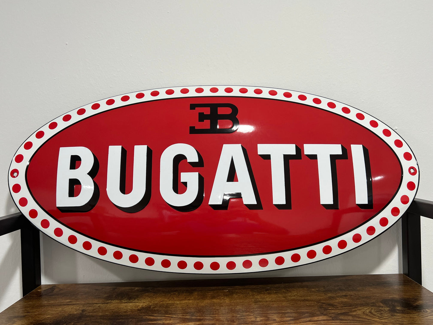 Convex Bugatti Sign in Enamel