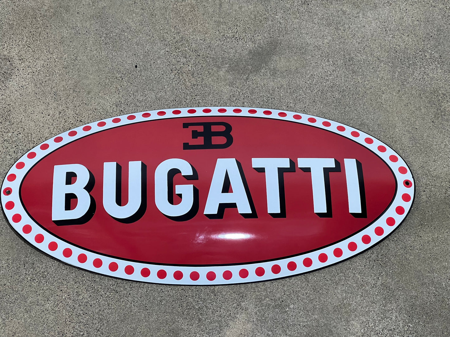 Convex Bugatti Sign in Enamel