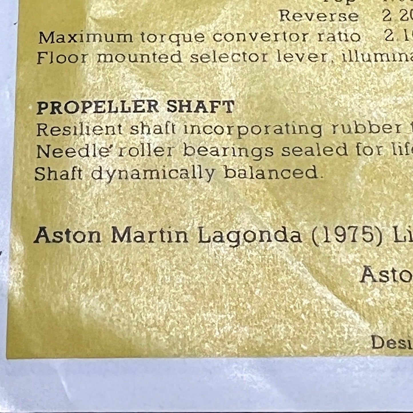 1975 Aston Martin V8 Brochure