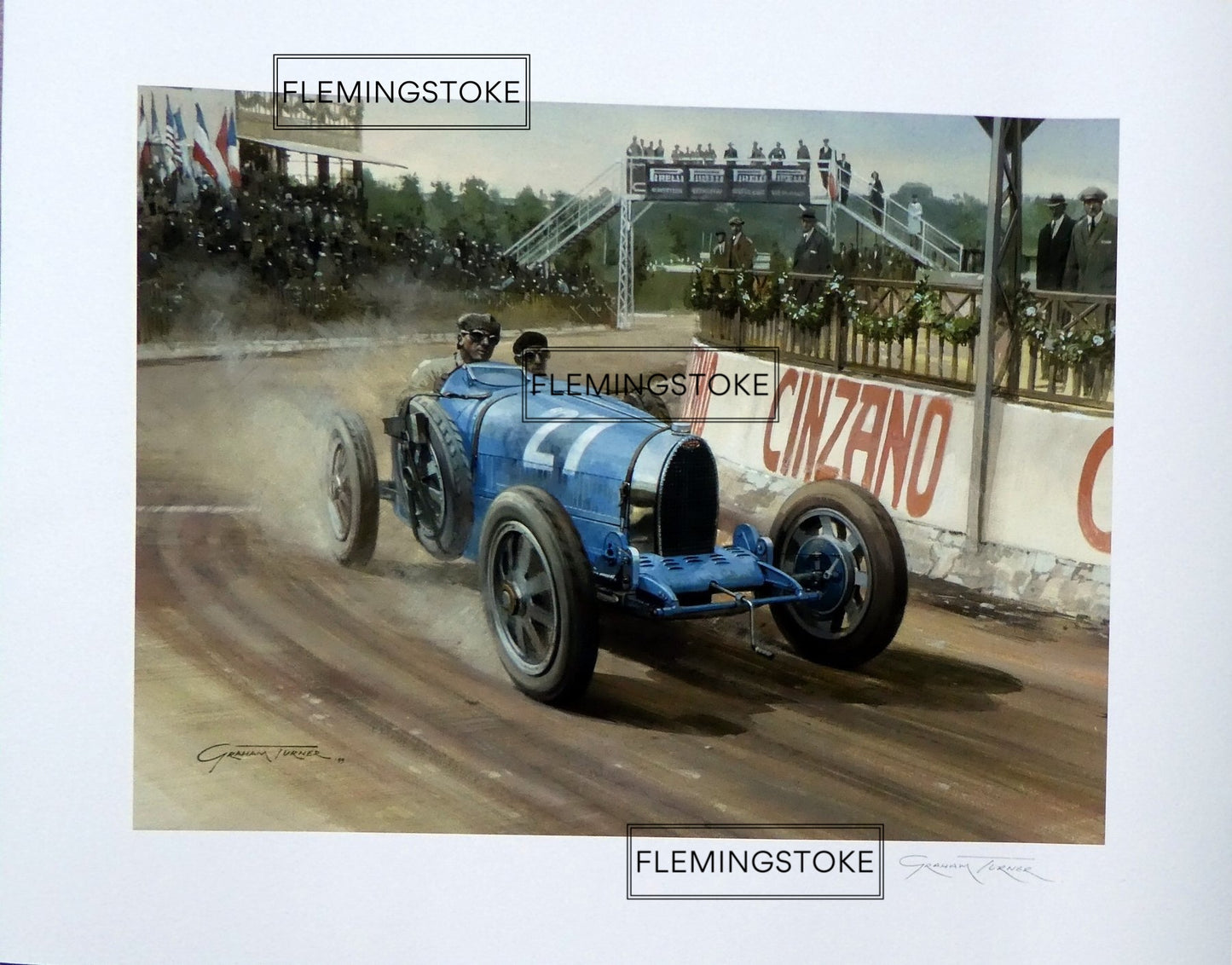 Bugatti Type 35T - 1926 Targa Florio - Giclée Print from a Gouache Painting (54x43cm)