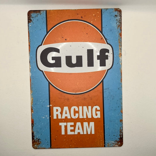 Gulf Racing Team - Metal Wall Sign (Reproduction) 12x8