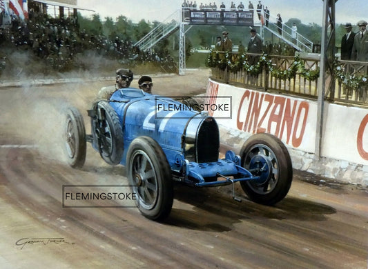 Bugatti Type 35T - 1926 Targa Florio - Giclée Print from a Gouache Painting (54x43cm)